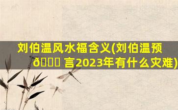 刘伯温风水福含义(刘伯温预 🍀 言2023年有什么灾难)